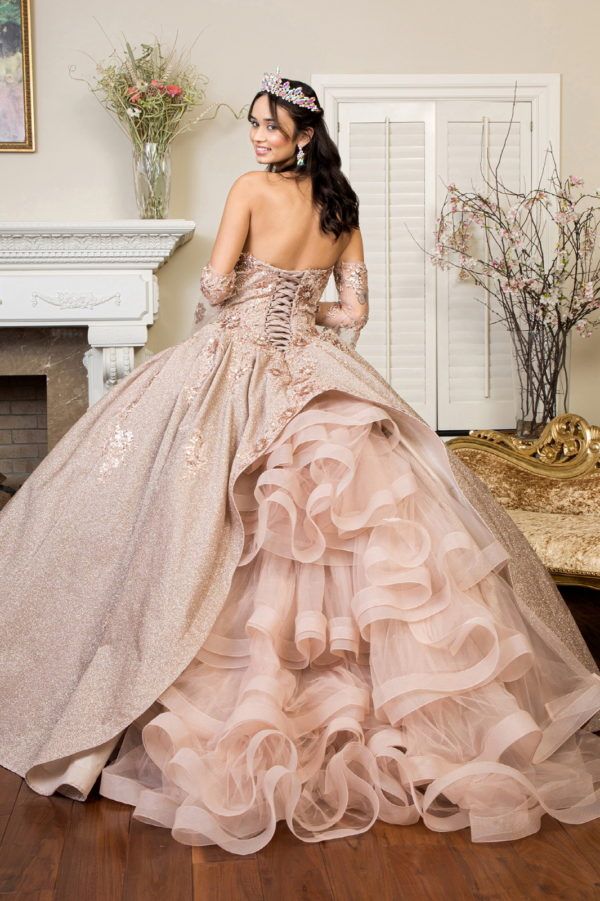 Rose gold quinceañera gown