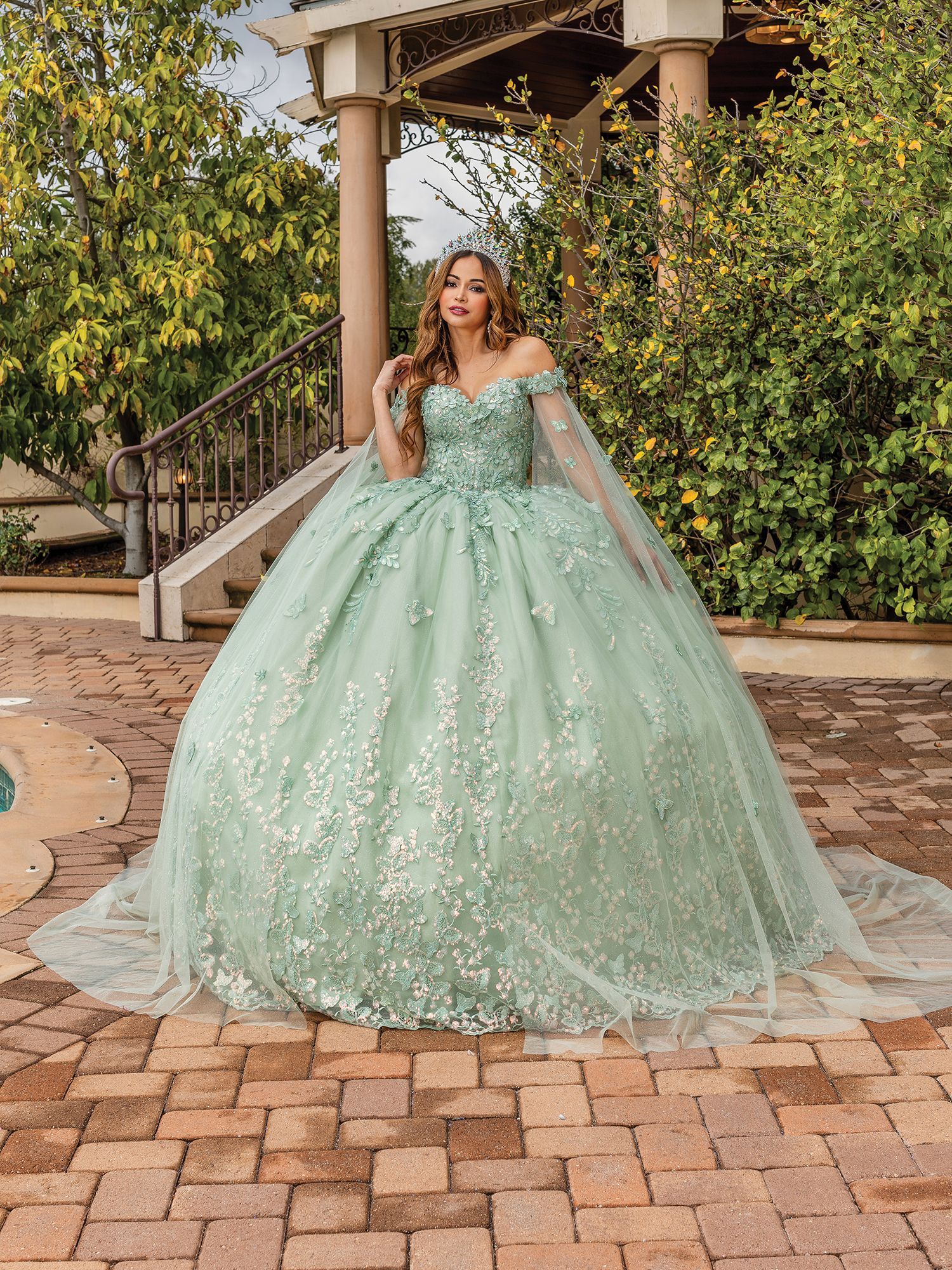 Sage quinceañera gown